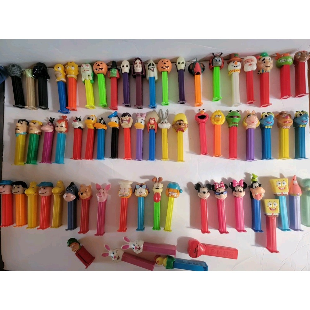 Pez Dispensers Vintage Lot Of 65 Simpsons, Winnie The Pooh, Sesame Street, Y2K